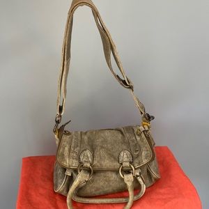 Latico Distressed Grey Leather Shoulder Bag